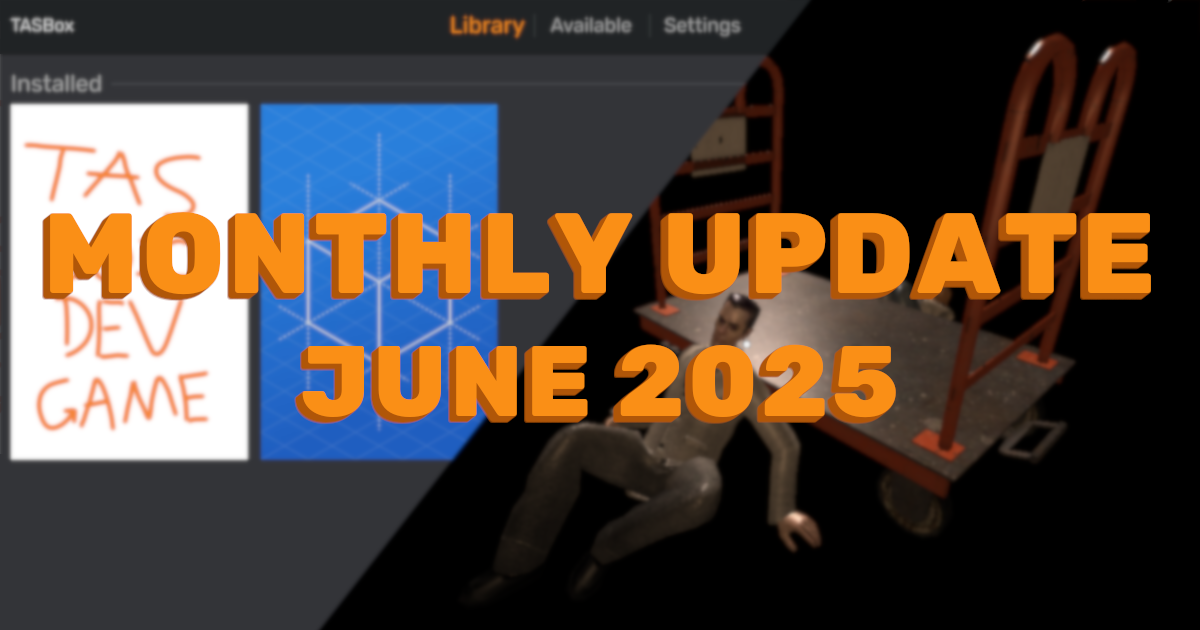 Main Menu UI and GMan leaning against trolley with text &quot;Monthly Update June 2025&quot; overlaid